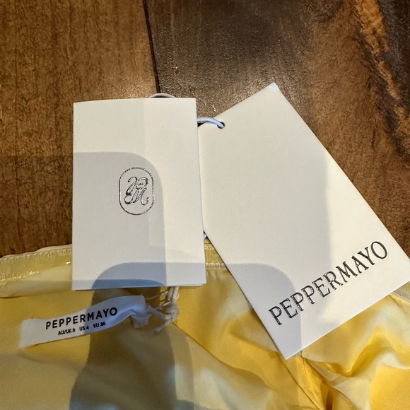 PEPPERMAYO Ayanna Strapless Mini Dress - Size: US4 Yellow - Picture 2 of 6